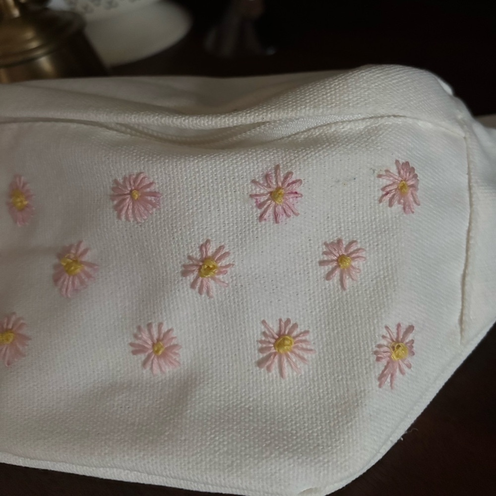 White Floral Hand Embroidered Belt Bag - Picture 3 of 4
